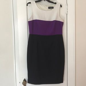 White/purple/black cocktail dress
